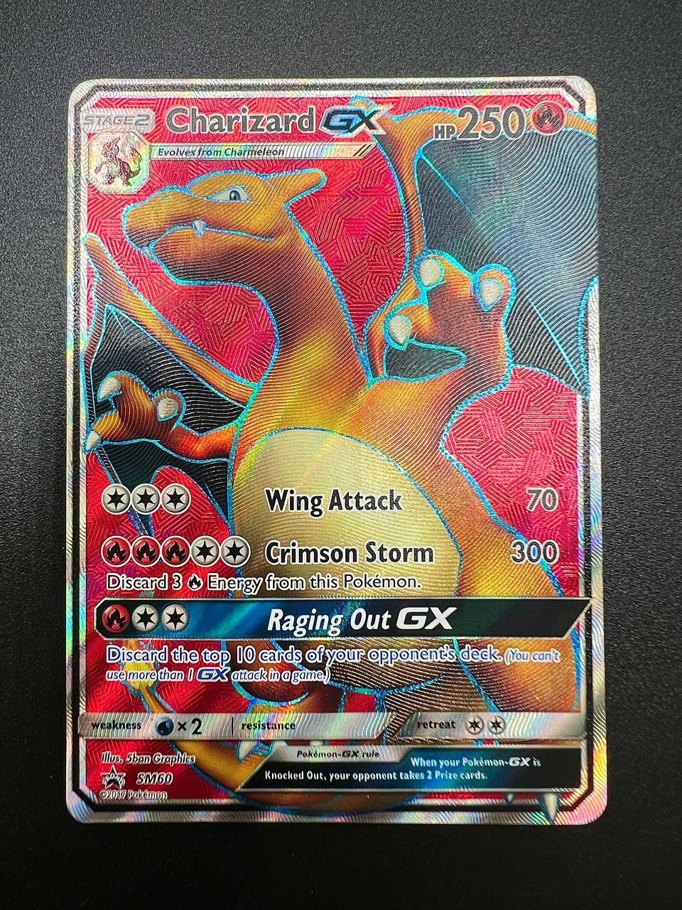 Carta Pokemon Charizard GX Black star Promo SM60 Holo Full art Inglese Excellent