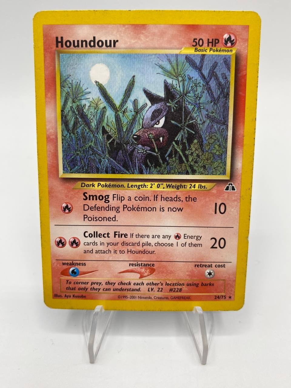 Carta Pokemon Houndour 24/75 set Neo Discovery No Holo Vintage Good Inglese