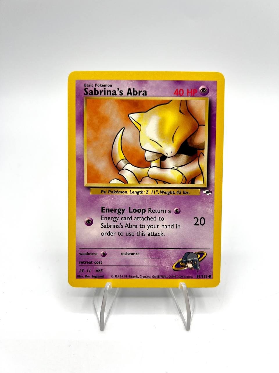 Carta Pokemon Sabrina's Abra set Gym Heroes 91/132 Excellent Inglese Vintage
