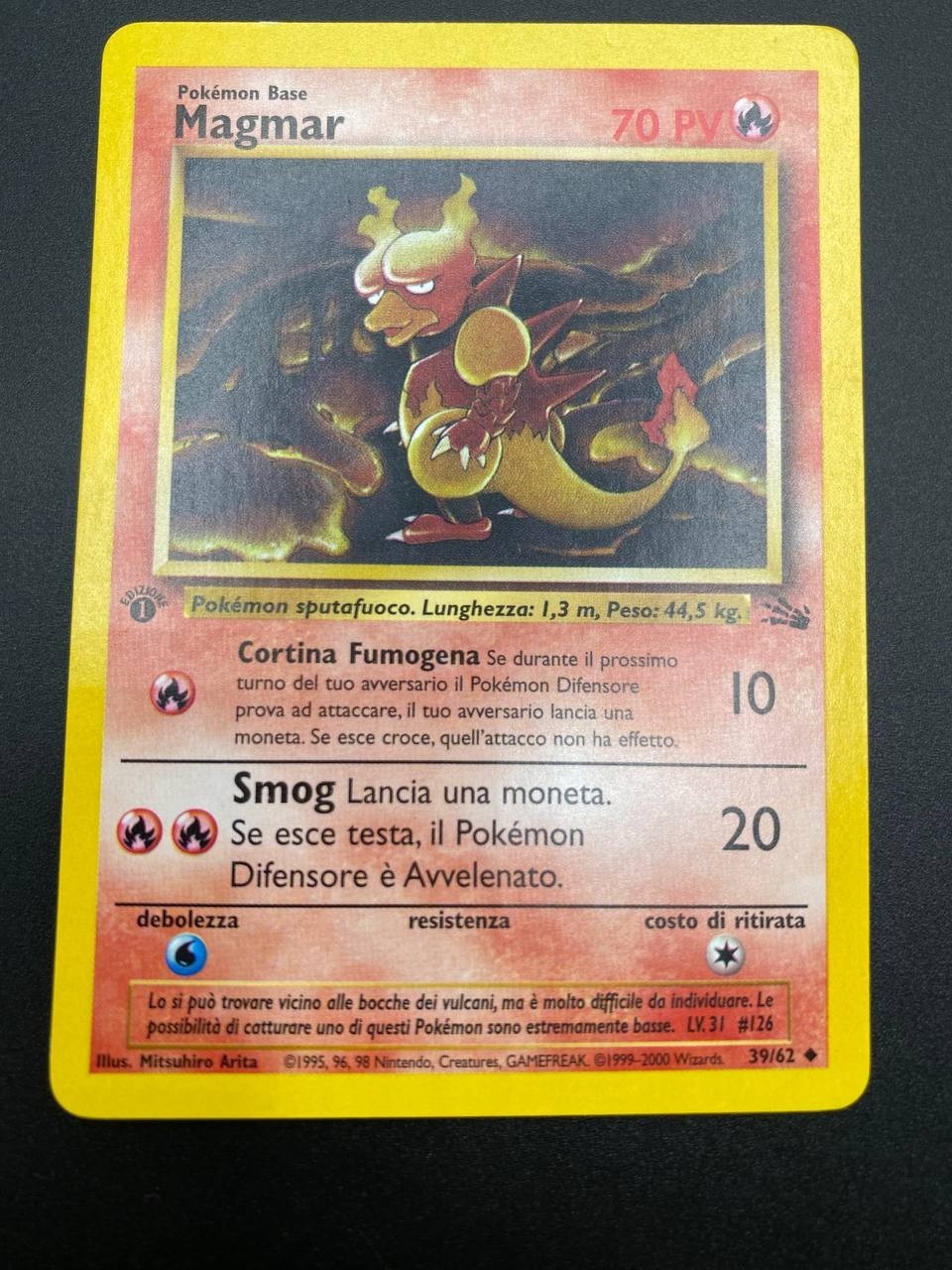 Carta Pokemon Magmar set Fossil FO 39/62 Italiano 1a Edizione NM no Holo Vintage