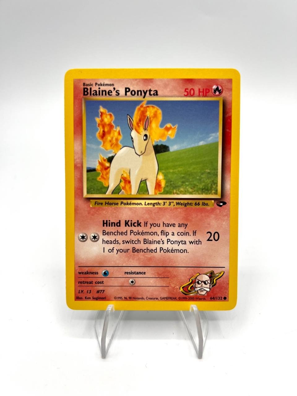 Carta pokemon Blaine's Ponyta 64/132 set Gym Challenge Vintage Inglese Excellent