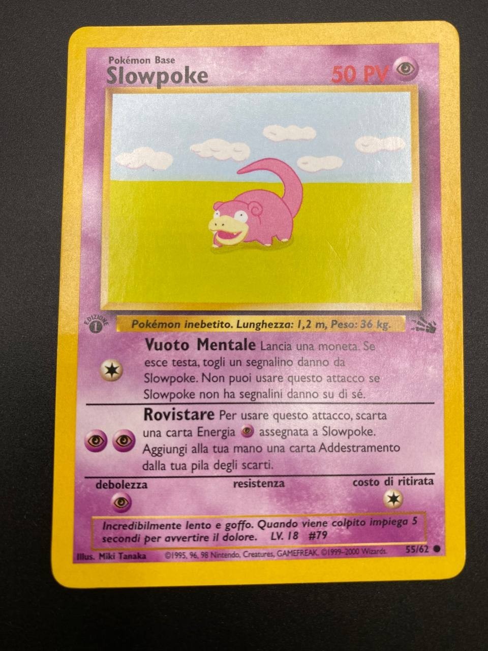 Carta Pokemon Slowpoke 55/62 set Fossil FO Italiano Excellent 1 edizione Vintage