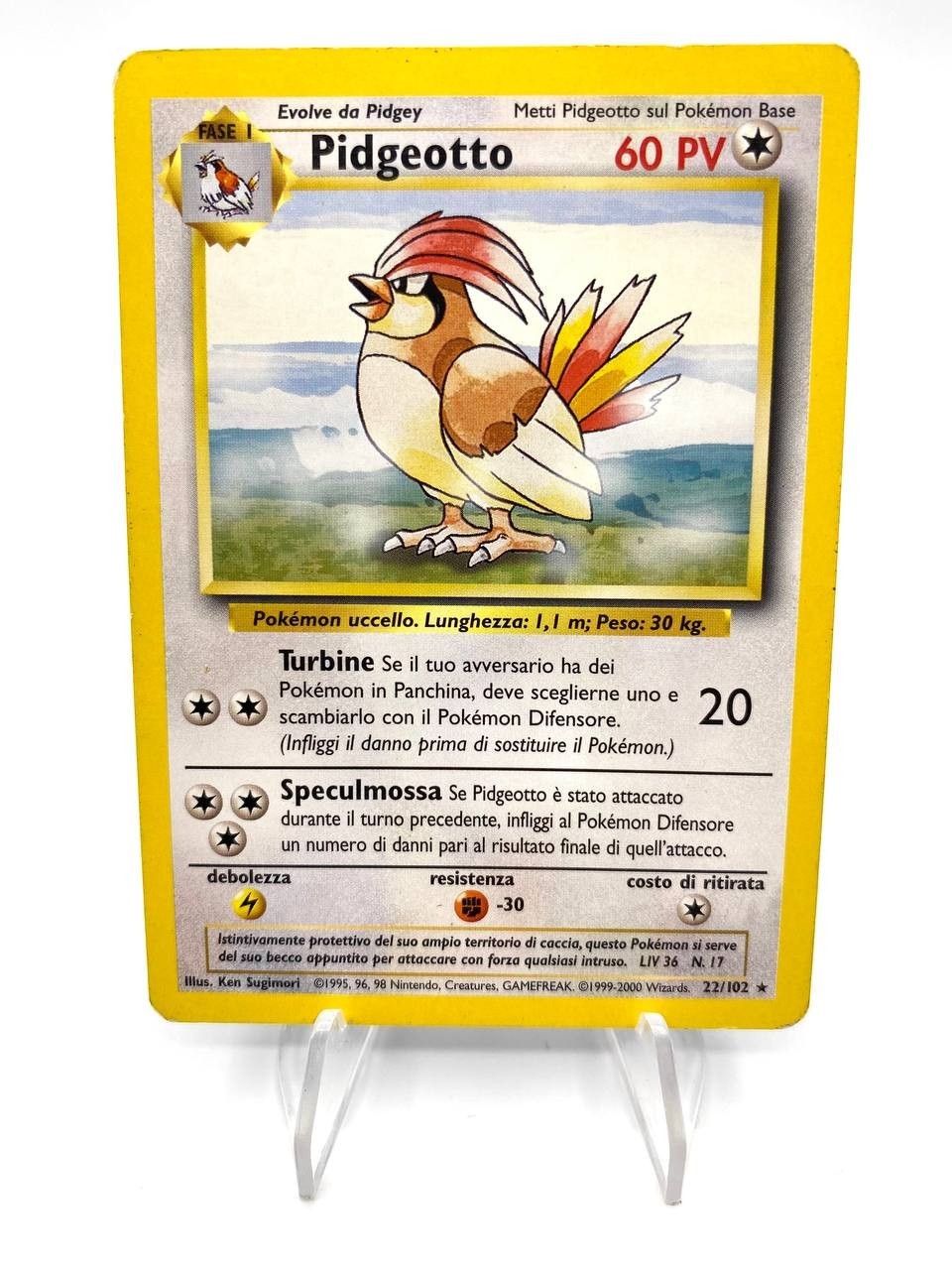 Carta Pokemon Pidgeotto Set Base 22/102 Italiano Vintage Good