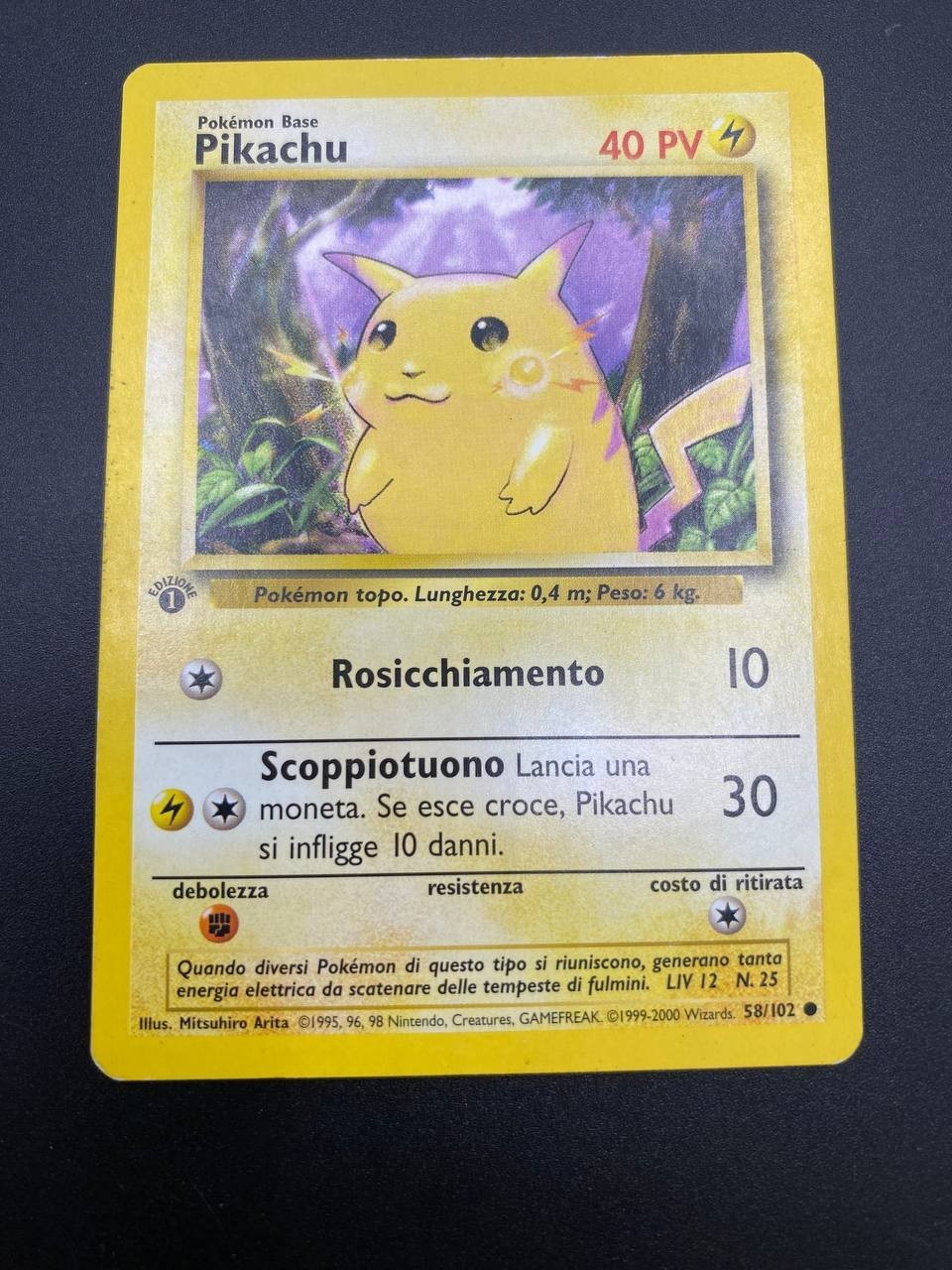 Carta Pokemon Pikachu Set Base BS 58/102 Italiano 1a Edizione Good no Holo