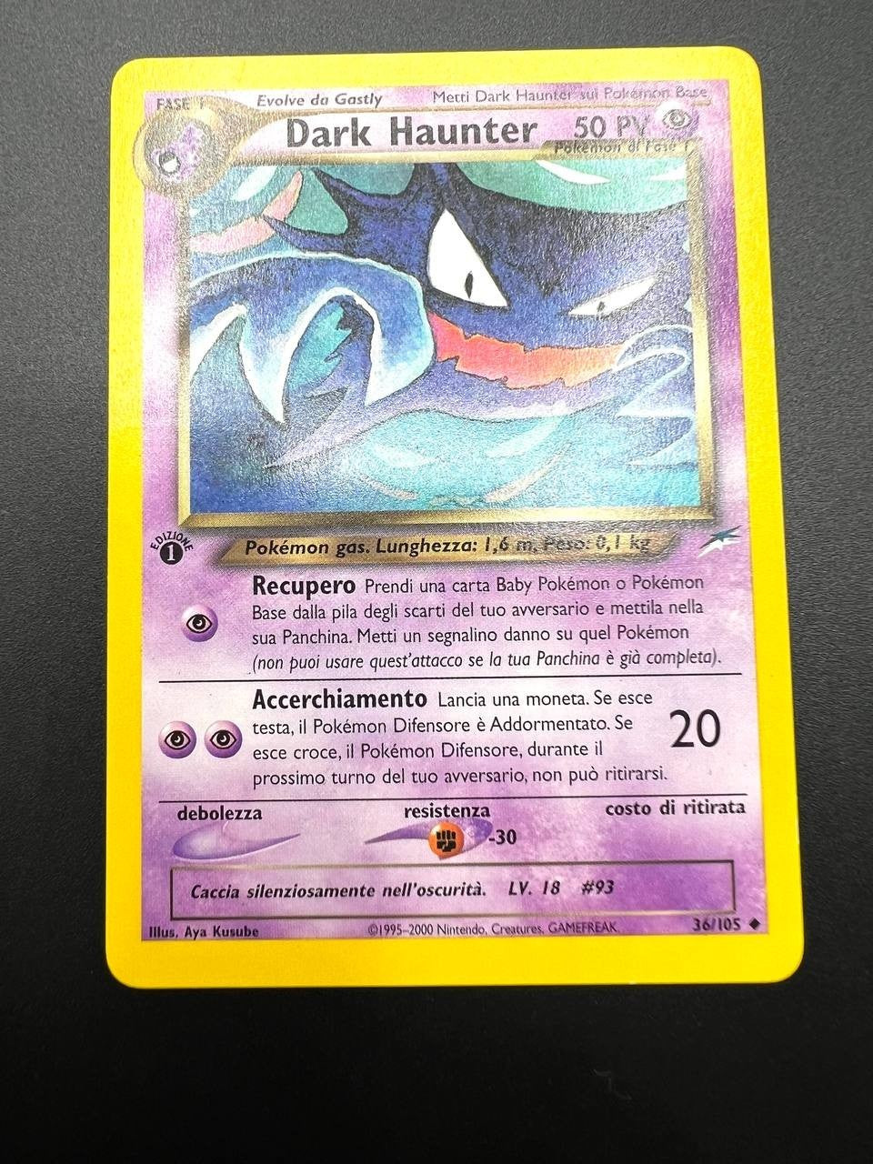 Carta Pokemon Dark Haunter set Neo Destiny 36/105 EXC 1a Edizioni Italiano