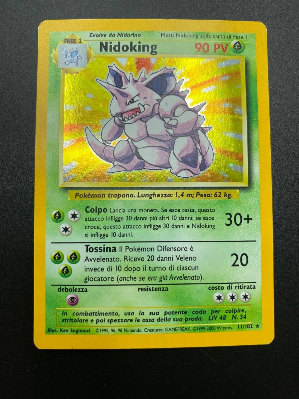 Carta Pokemon Nidoking 11/102 Set Base BS Italiano Good Vintage Holo
