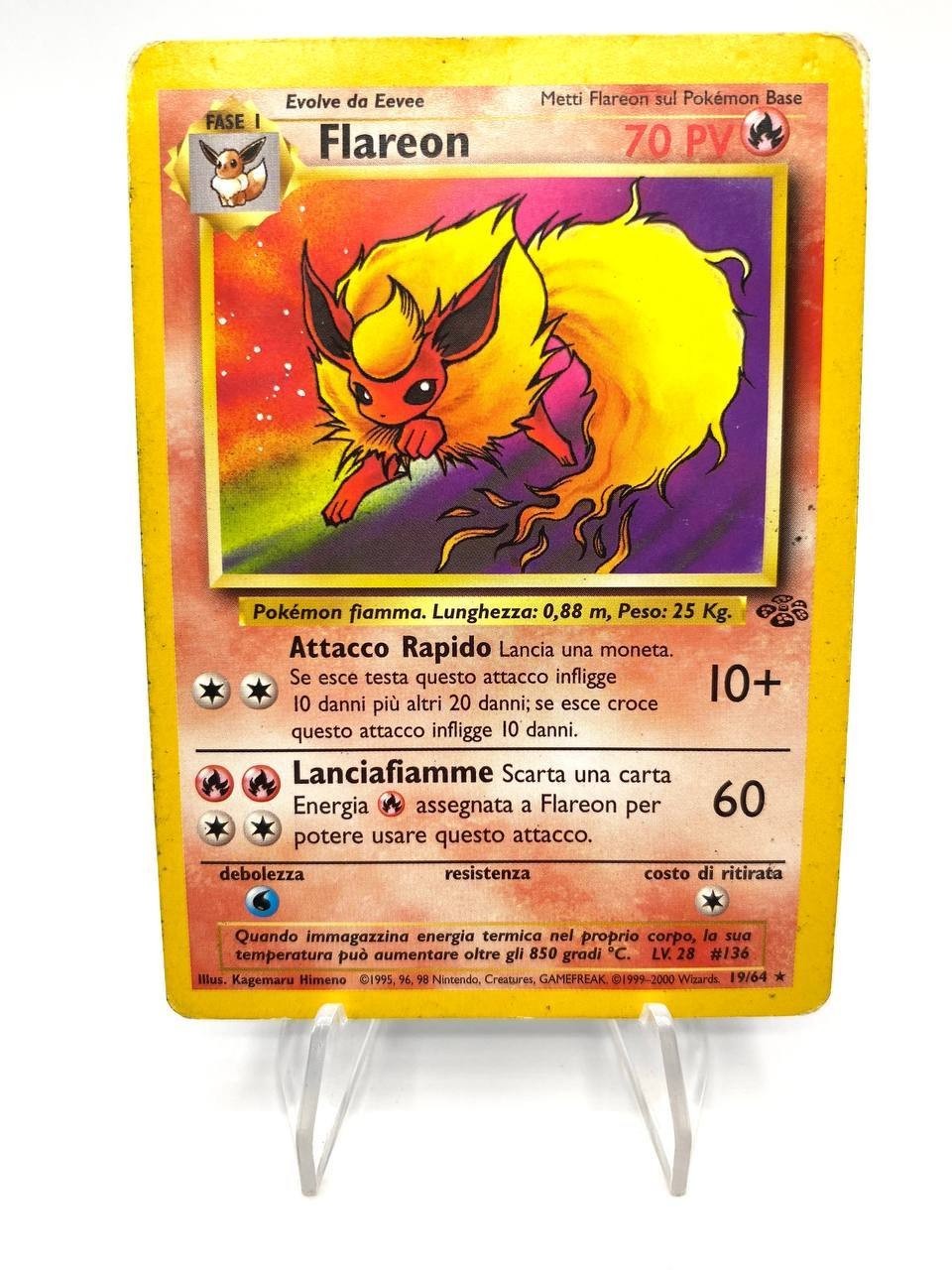 Carta Pokemon Flareon 19/64 set Jungle JU Vintage Poor Italiano no holo