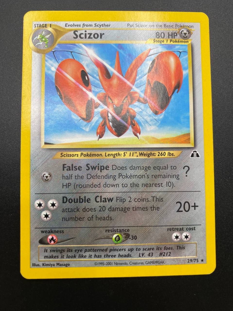Carta Pokemon Scizor 29/75 Rara No Holo Neo Discovery Vintage Inglese Near mint