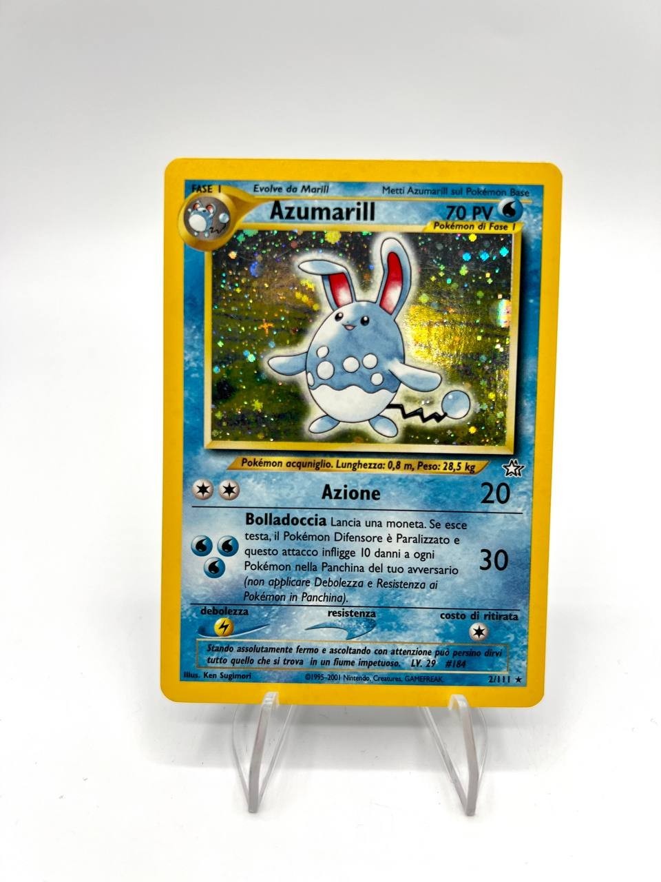 Carta pokemon Azumarill 2/111 Holo set Neo Genesis Excellent Italiano Vintage