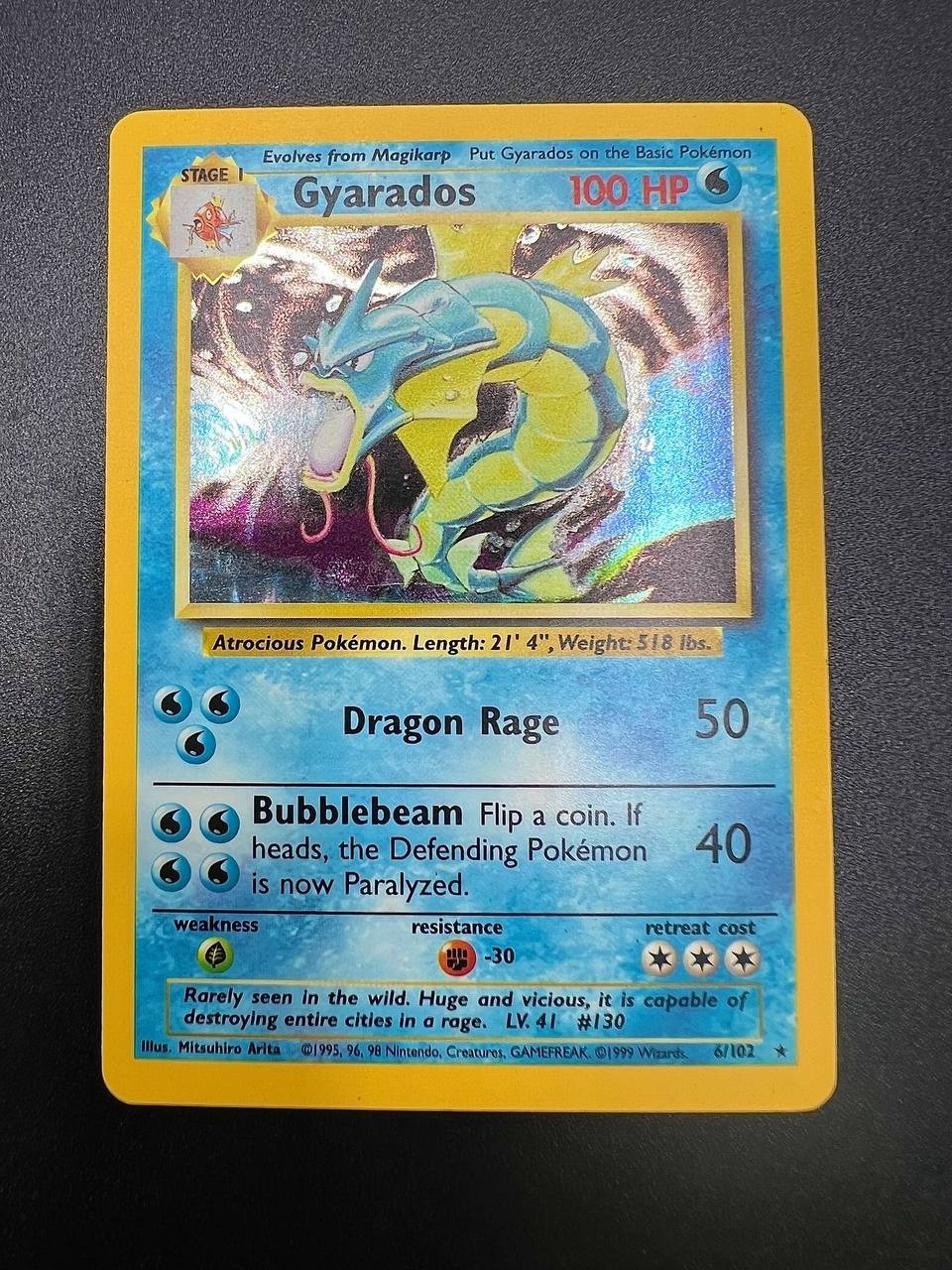 Carta Pokemon Gyarados Base Set BS 6/102 Holo Vintage Excellent Inglese
