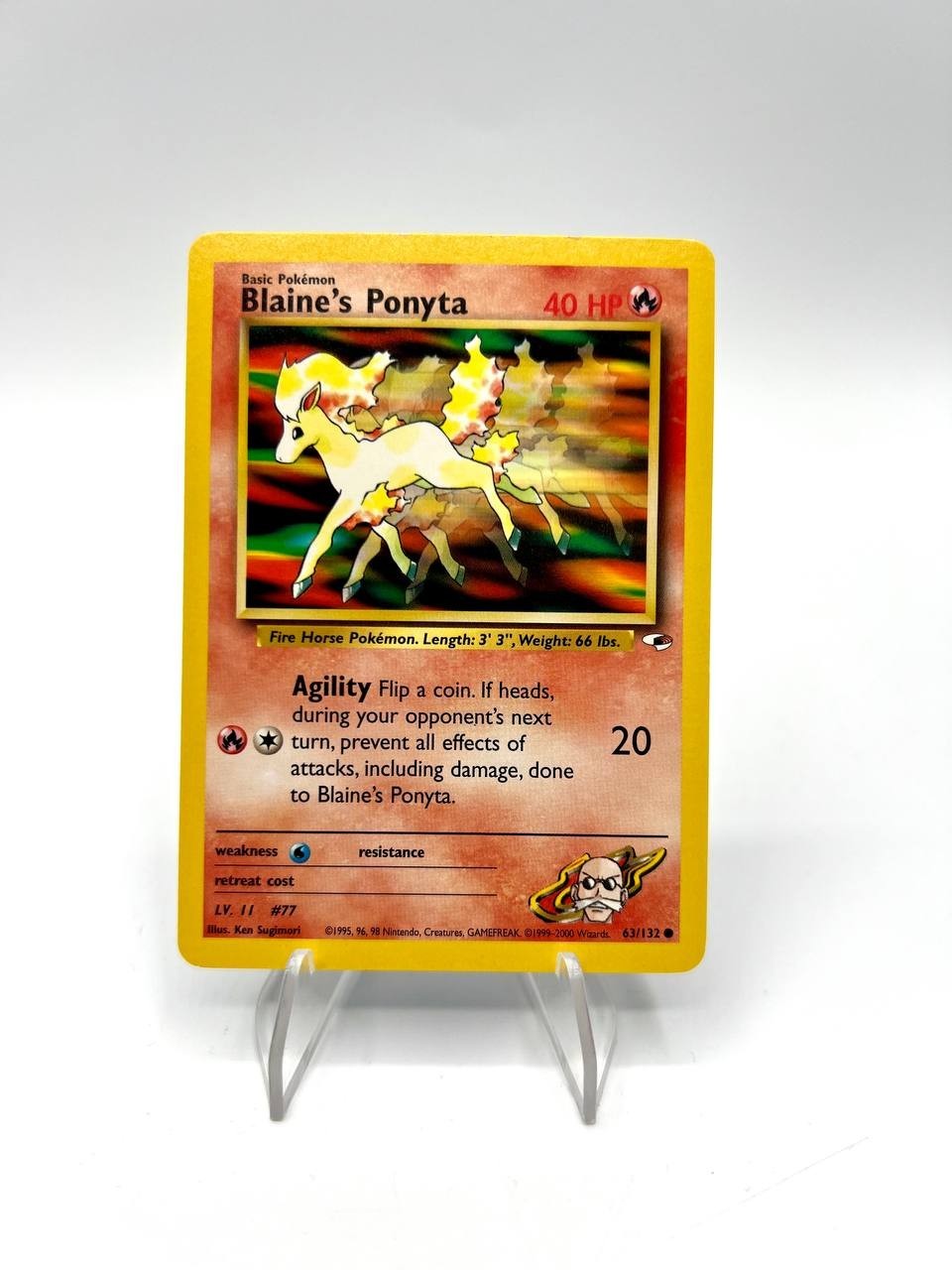 Carta pokemon Blaine's Ponyta 64/132 set Gym Heroes Excellent Vintage Inglese