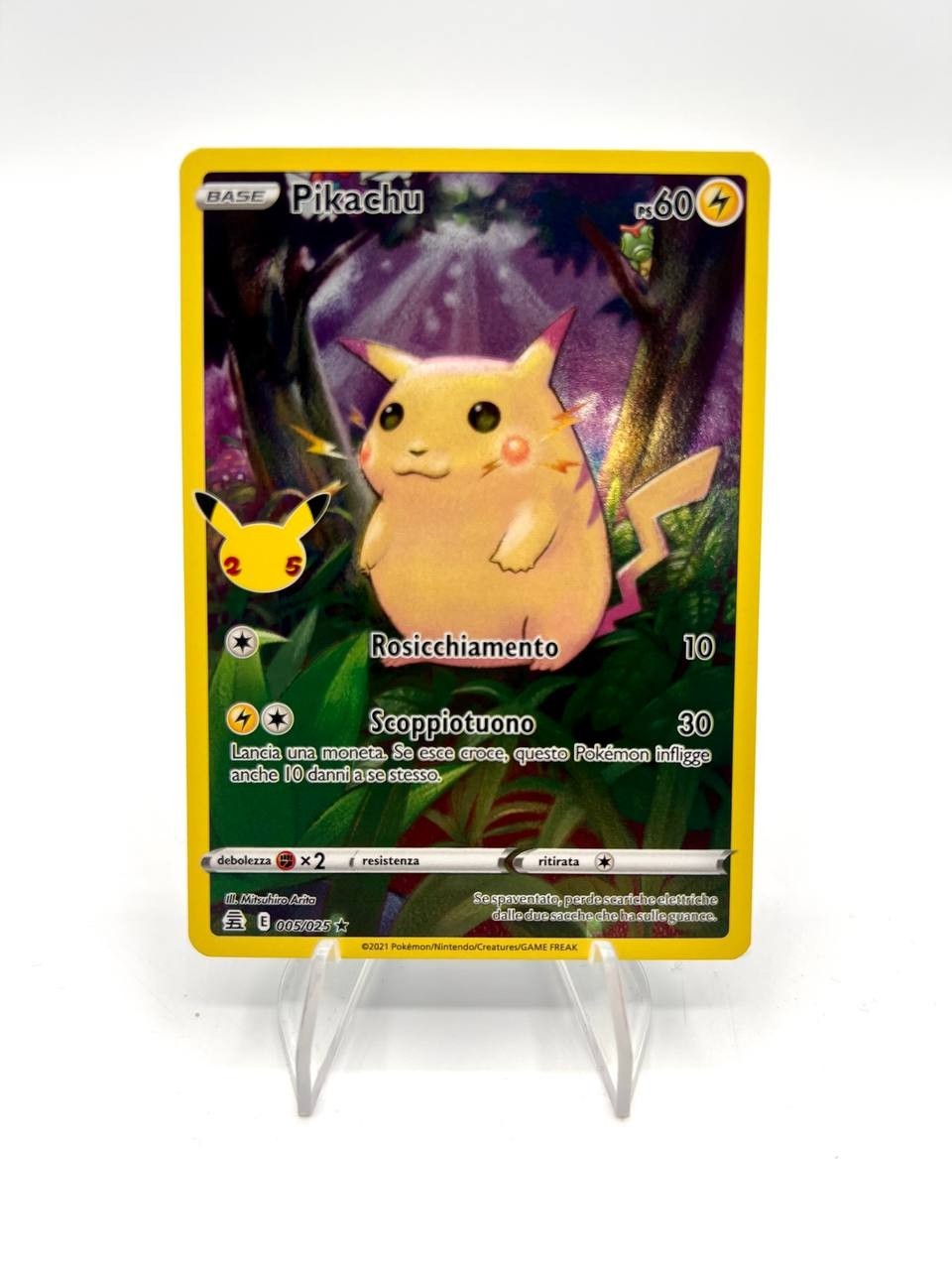 Carta pokemon Pikachu E 005/025 set Celebrazioni 25th Holo Italiano Near mint