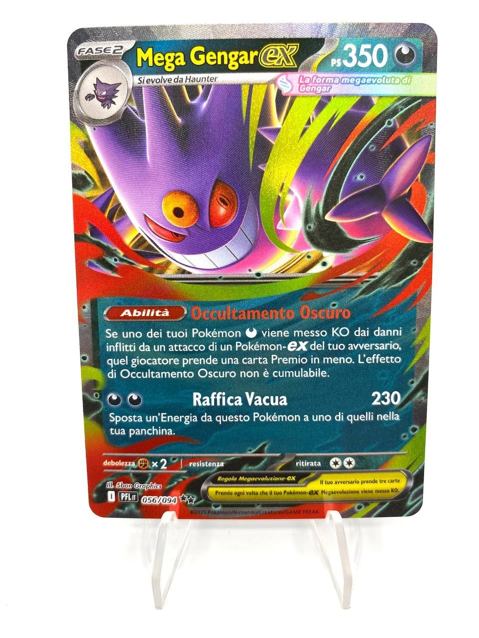 Carta pokemon MEGA GENGAR ex 056/094 PFL set Fiamme Spettrali Italiano Near mint