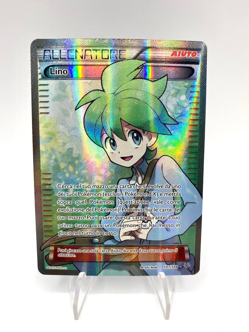 Carta Pokemon Lino set Furie Volanti 107/108 Rara Full Art Italiano Excellent