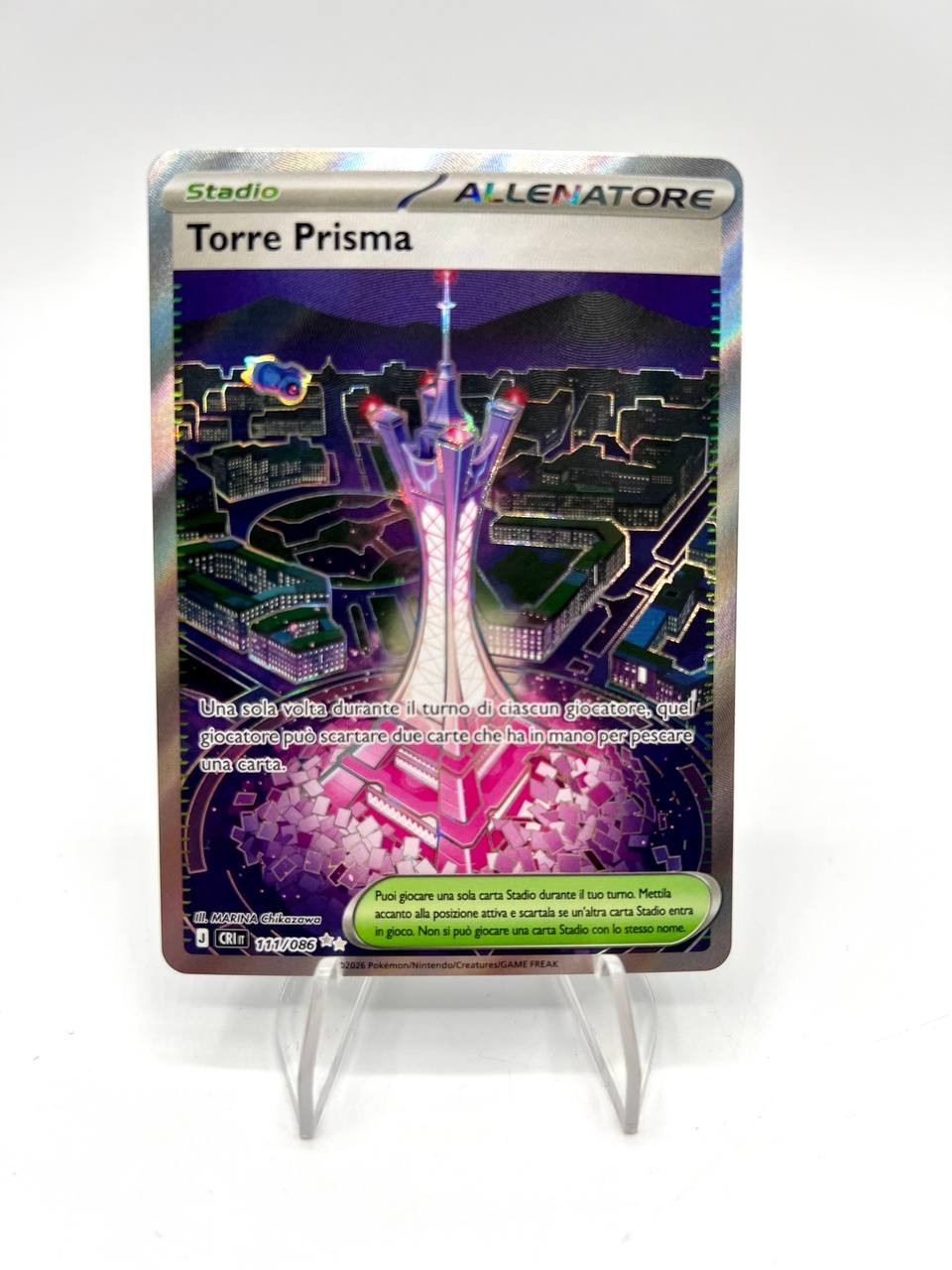 Carta pokemon TORRE PRISMA 111/086 CRI Set Caos Nascente Italiano Holo Near mint