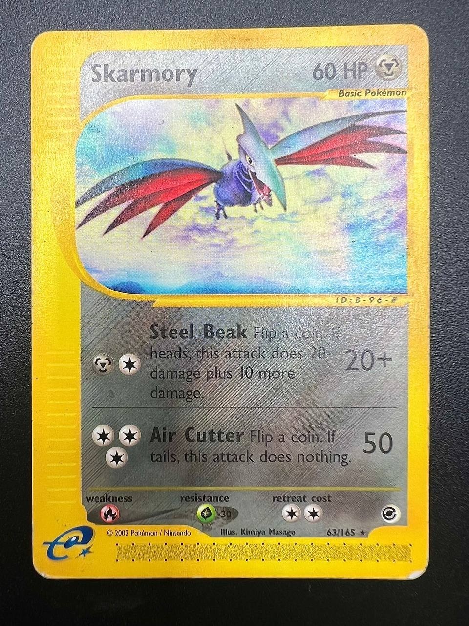 Carta Pokemon Skarmory 63/165 EX set Expedition Inglese Vintage Played