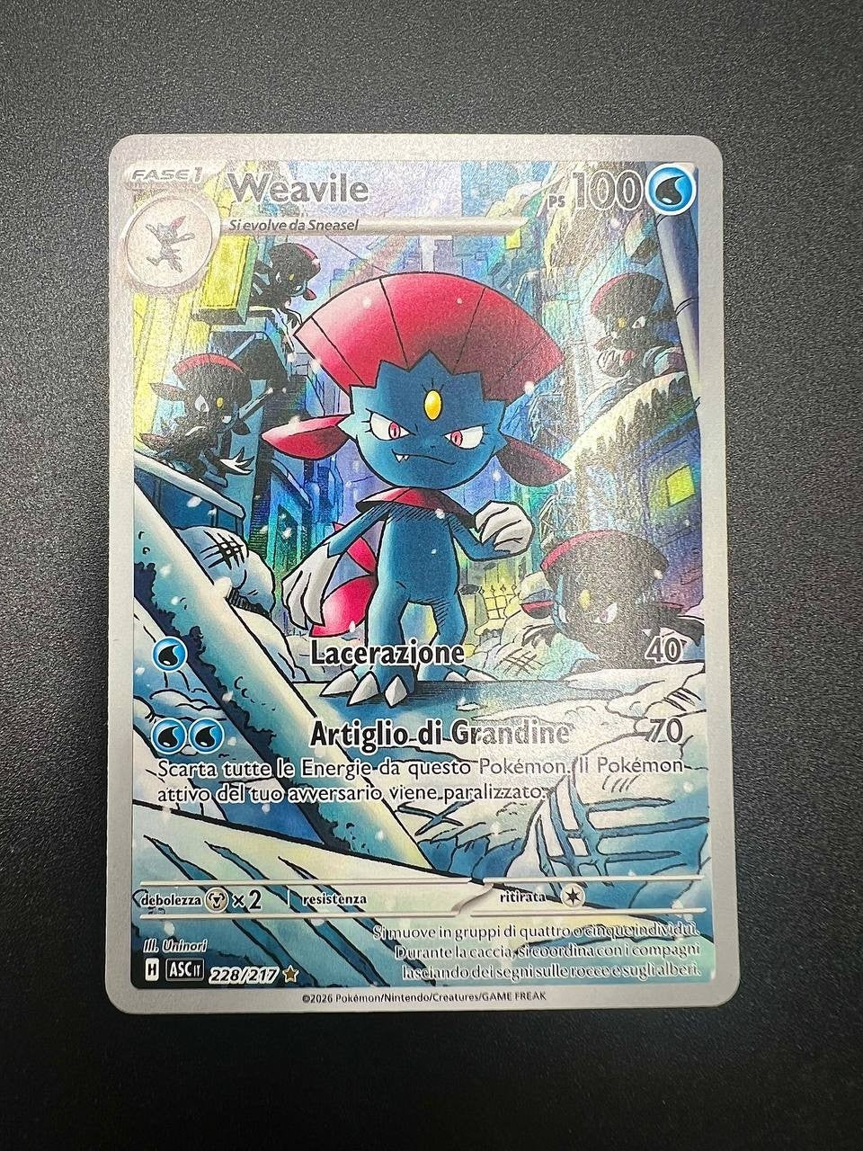 Pokemon WEAVILE  ASC 228/217 Ascesa Eroica ITALIANO NEAR MINT Carta Ita NM