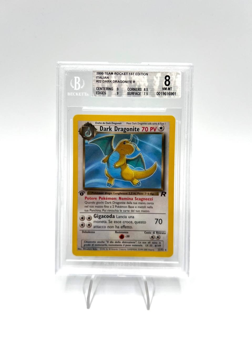 Carta Pokemon Dark dragonite set Team rocket 22/82 Italiano BGS 8 1a Edizione