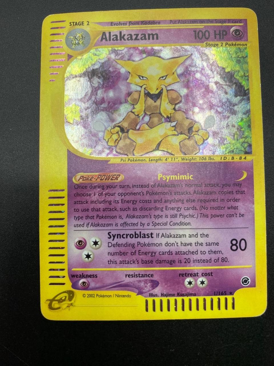 carta Pokémon Alakazam 1/165 set Expedition Holo Rare ENG Inglese Vintage Good