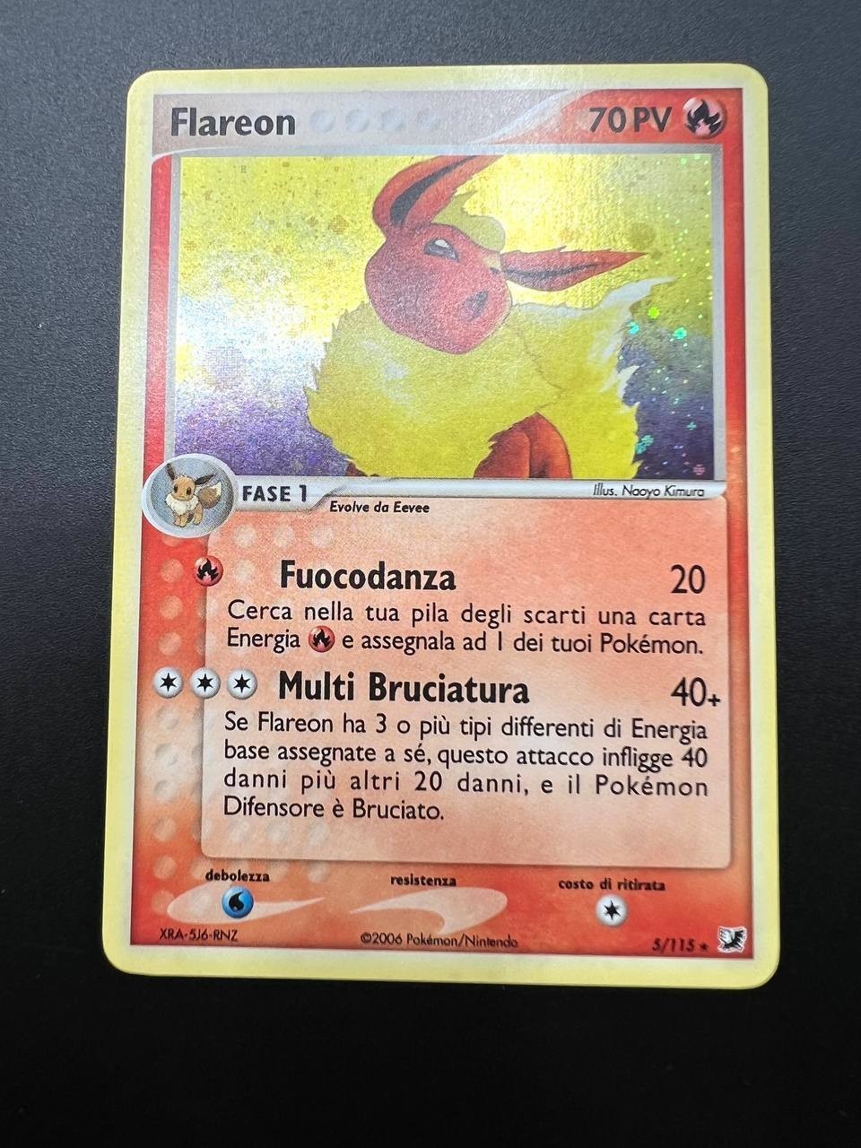 Carta pokemon Flareon 5/115 Holo Italiano set forze segrete Vintage Excellent