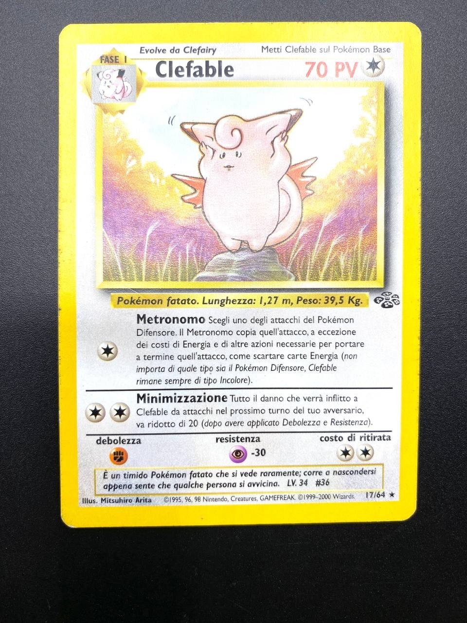 Carta pokemon Clefable No Holo Italiano 17/64 set Jungle JU Good Vintage Wizards
