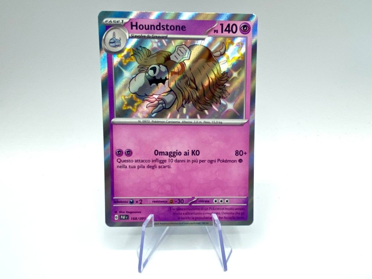 Carta Pokemon Houndstone PAF 168/091 Destino a paldea Baby Shiny Near Mint ITA