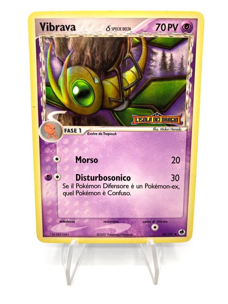 Carta pokemon Vibrava 42/101 set L'isola dei draghi Stamped Italiano Holo Played