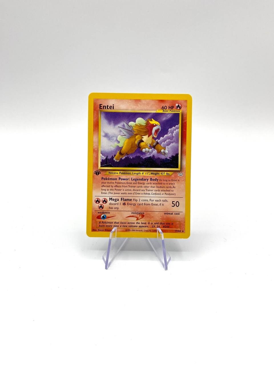 Carta Pokemon Entei 17/64 set Neo Revelation Played Inglese Vintage 1a edizione