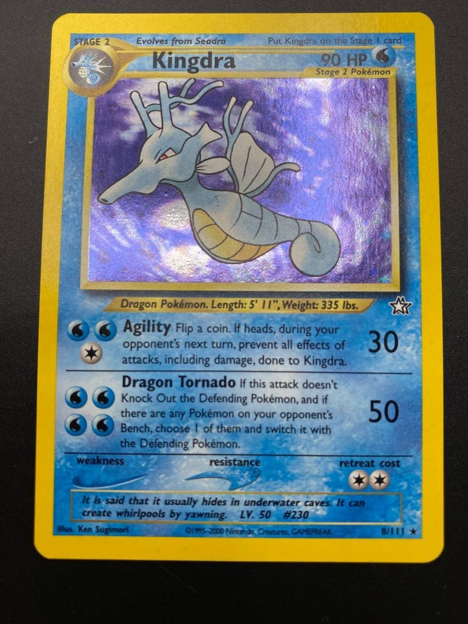 Carta Pokemon Kingdra 8/111 Holo Inglese set Neo Genesis Excellent Vintage