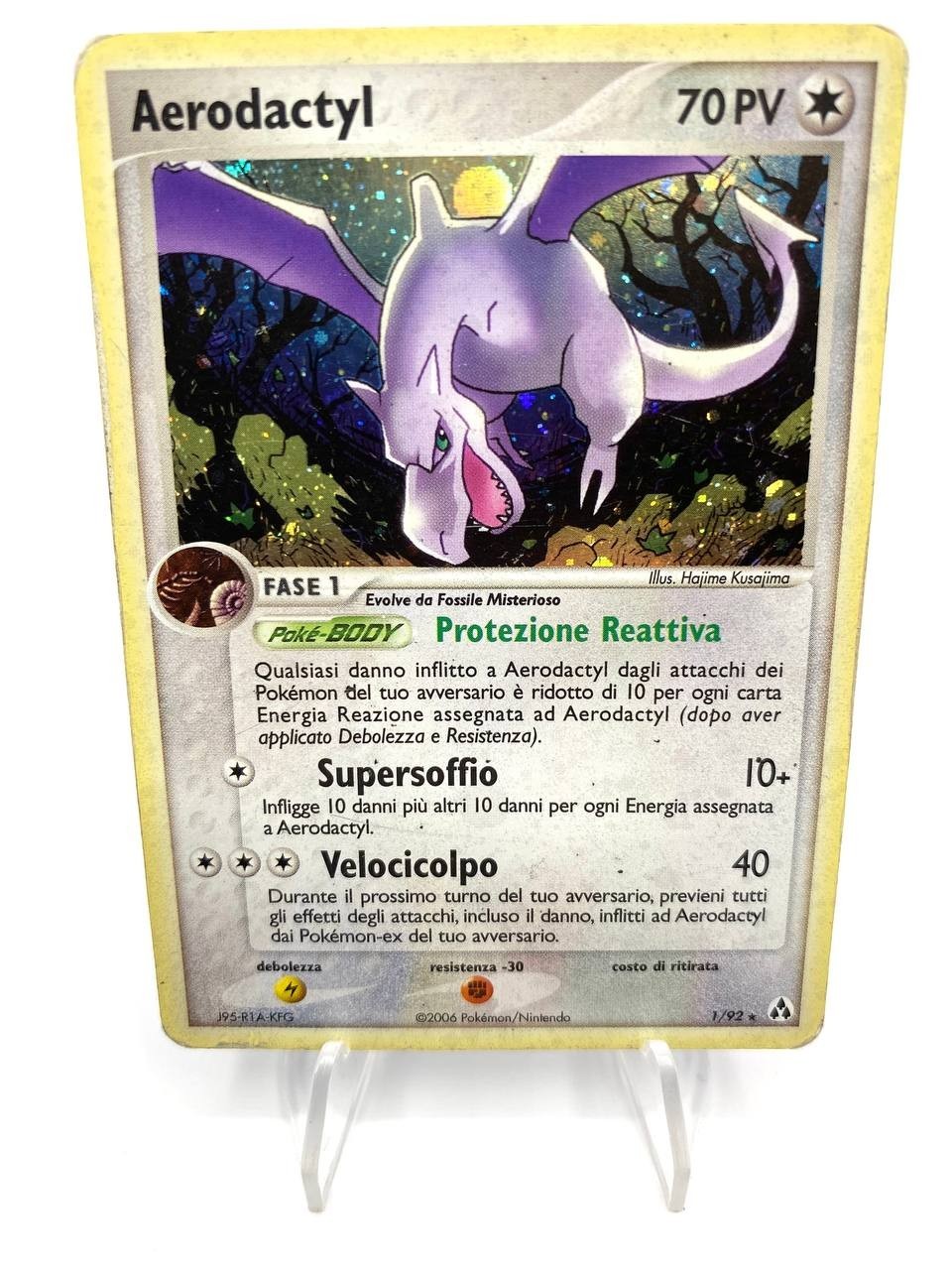 Carta pokemon Aerodactyl set EX La Leggenda di Mew 1/92 Holo Italiano Poor