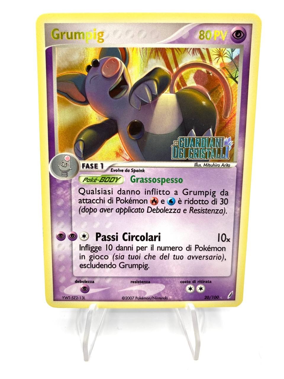 Carta Pokemon Grumpig ex Guardiani dei cristalli 20/100 Stamped Near mint Holo