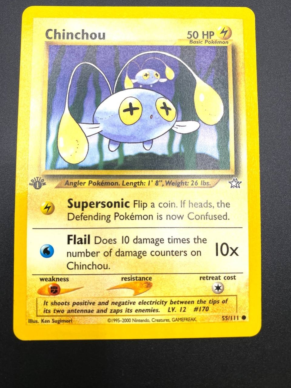 Carta pokemon Chinchou 1a Edizione 55/111 set Neo Genesis Excellent Inglese