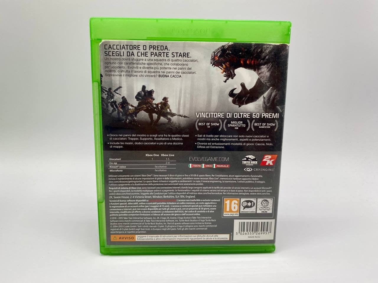 Videogioco Microsoft XBOXONE Evolve 2K Completo Funzionante Italiano Sparatutto