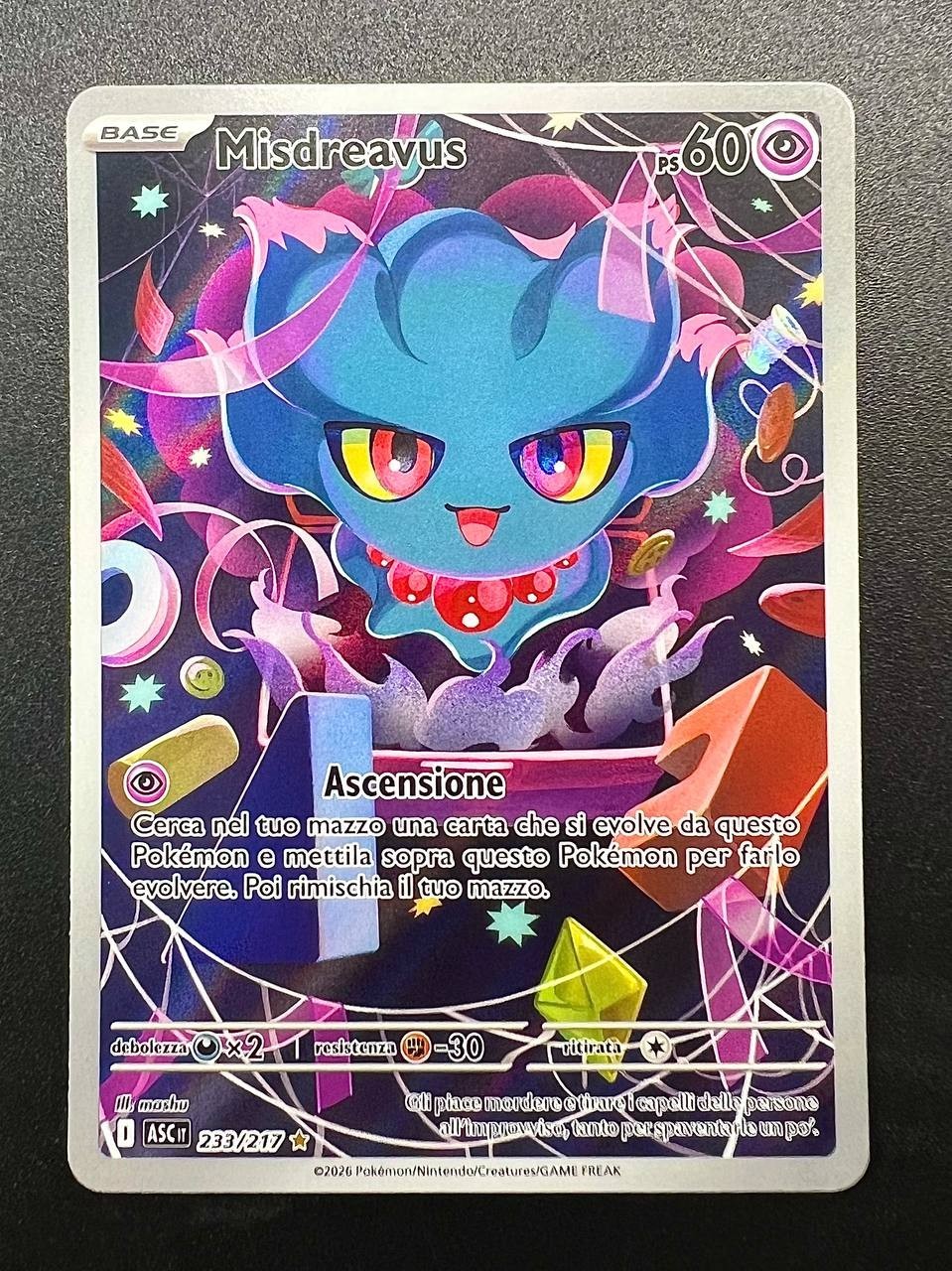 Carta Pokemon Misdreavus ASC 233/217 set Ascesa eroica Italiano Near mint Holo