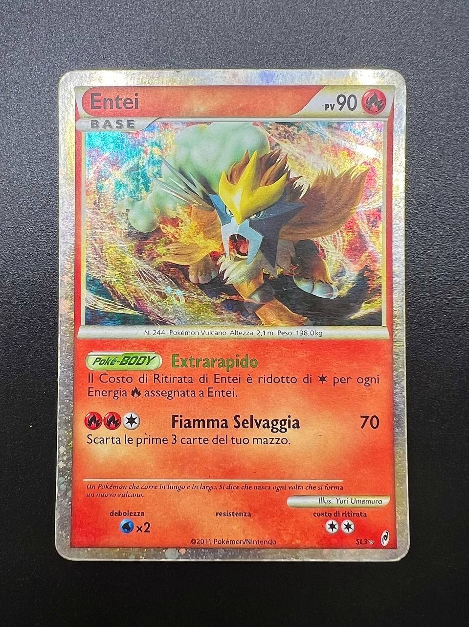Carta Pokemon Entei Shiny Call of Legends CL SL3 Holo Italiano Played Vintage