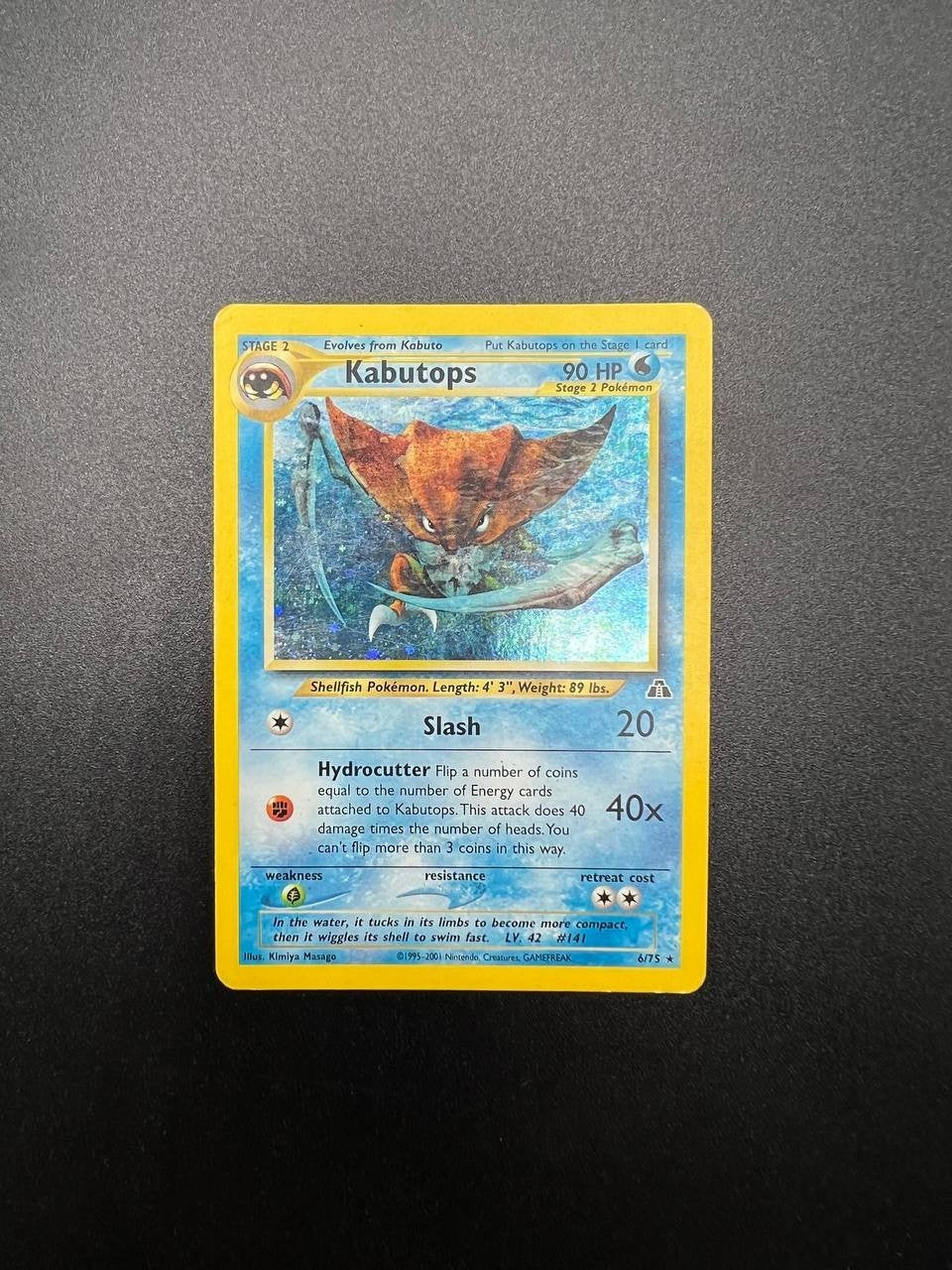 Carta Pokémon Kabutops ndi 6/75 Holo italiano Neo Discovery light played