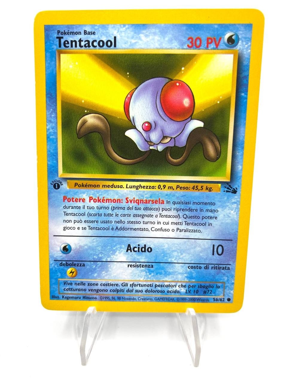 Carta POKEMON TENTACOOL 56/62 set FOSSIL FO ITALIANO 1a Edizione Vintage NM