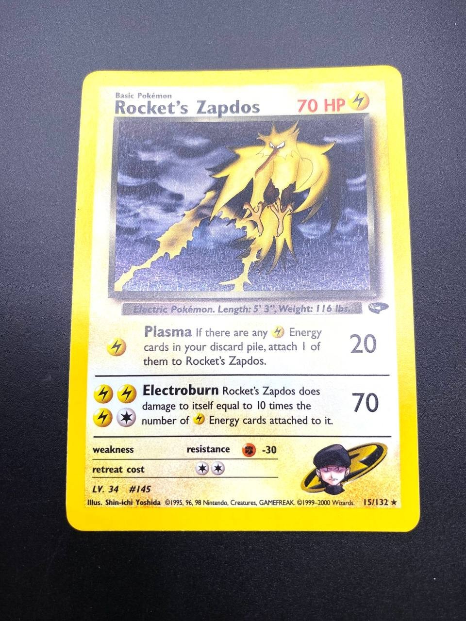 Carta pokemon Rocket's Zapdos 15/132 set Gym Challenge Excellent Vintage ENG