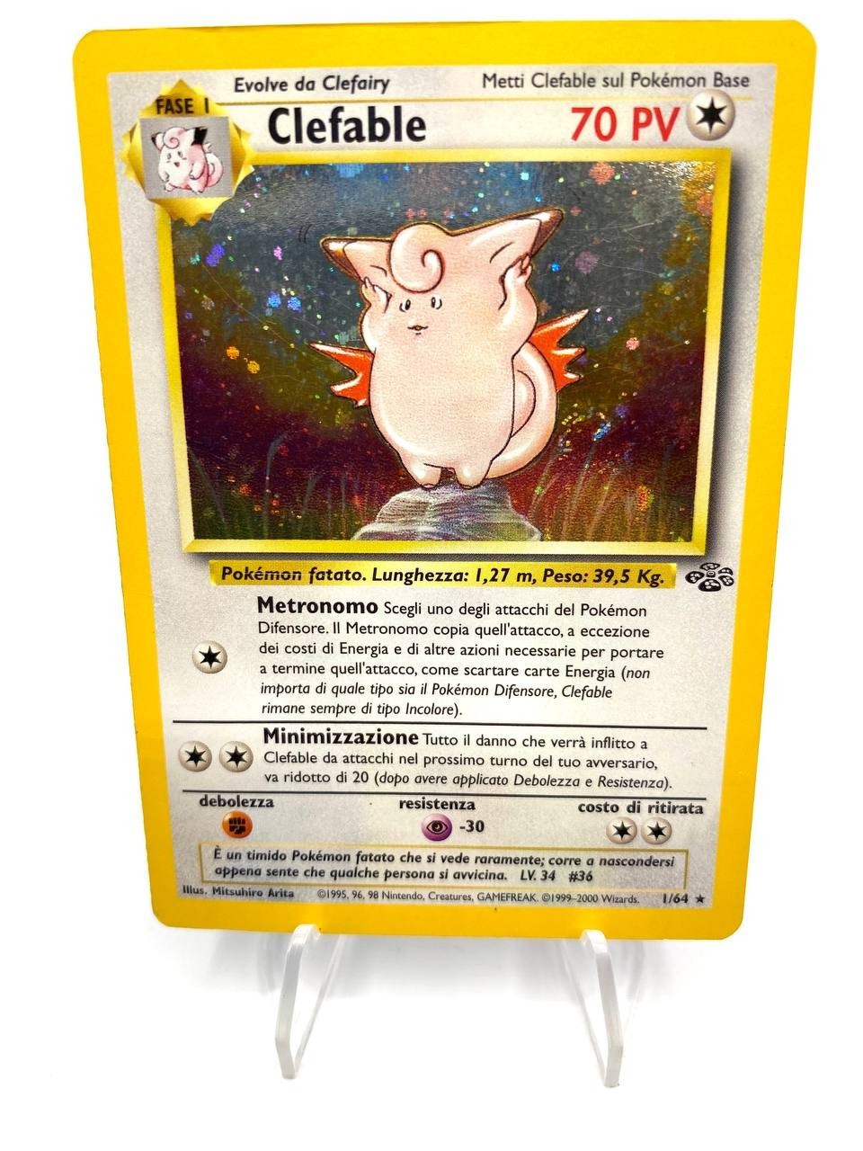 Carta pokemon Clefable Holo Unlimited Italiano 1/64 set Jungle Excellent Vintage