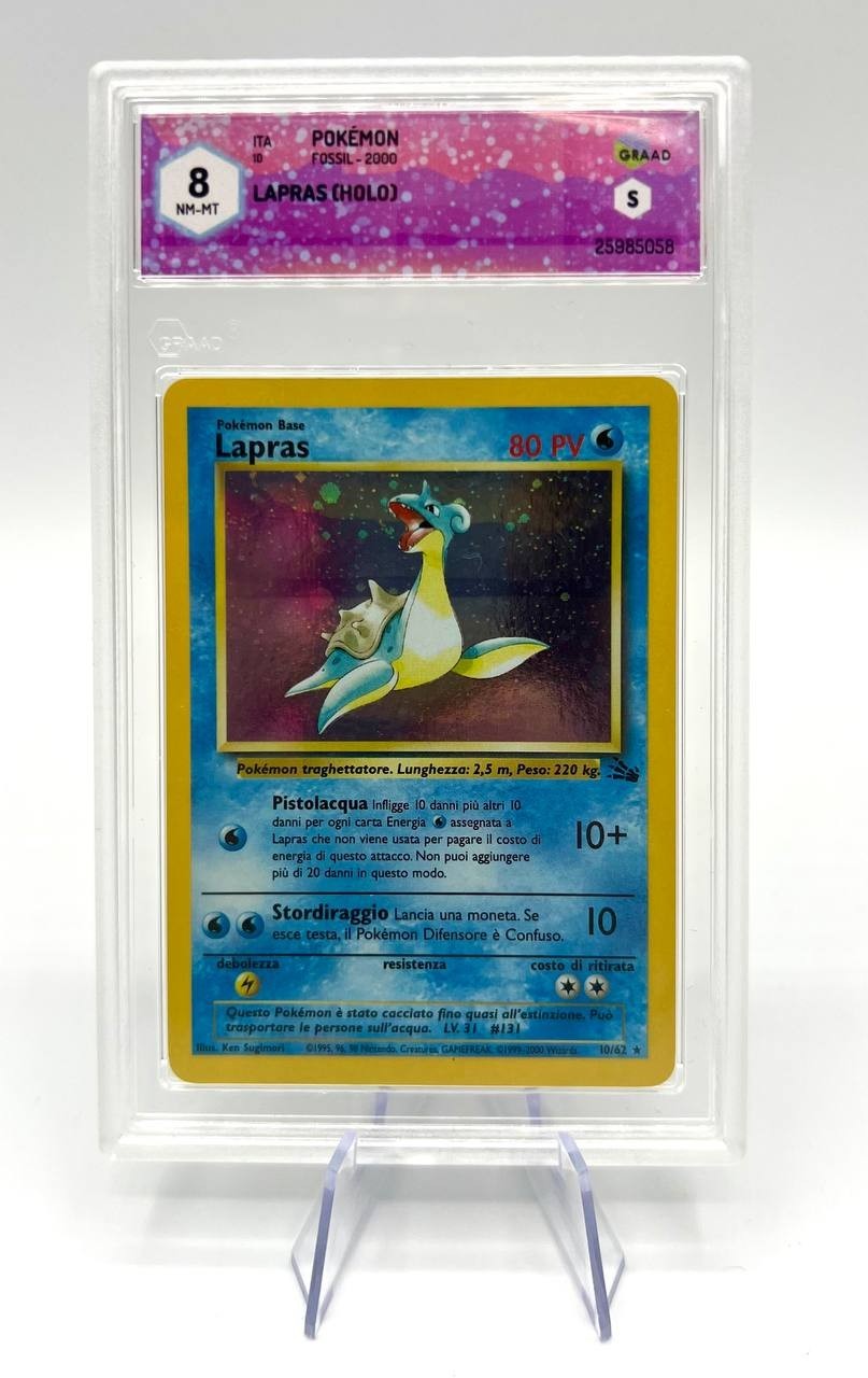 carta POKÉMON set FOSSIL FO LAPRAS HOLO 10/62 Italiano Vinatge GRAAD 8