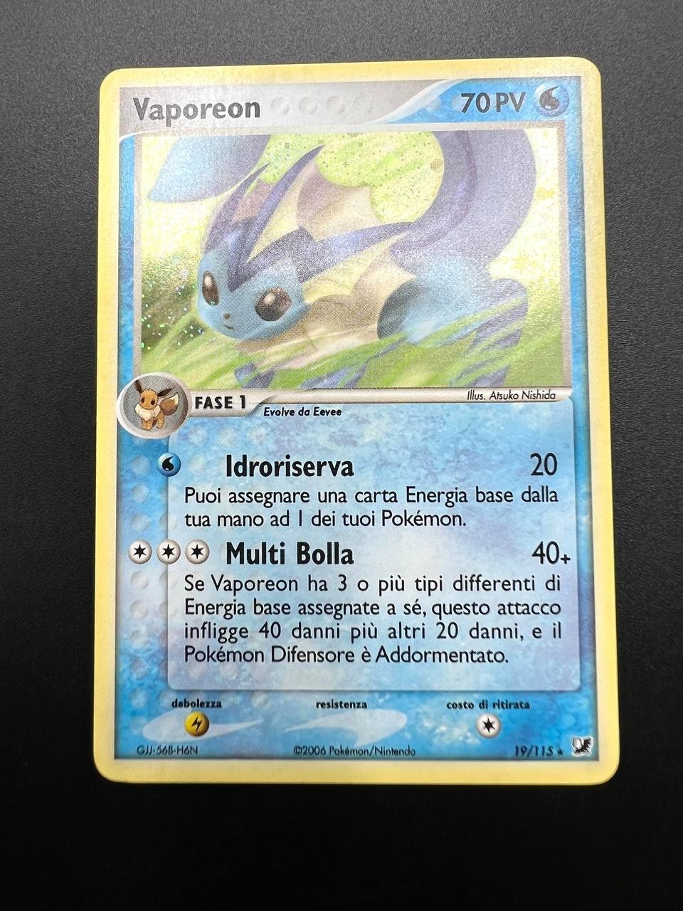 Carta Pokemon Vaporeon 19/115 Holo set Ex Forze Segrete Italiano Near mint