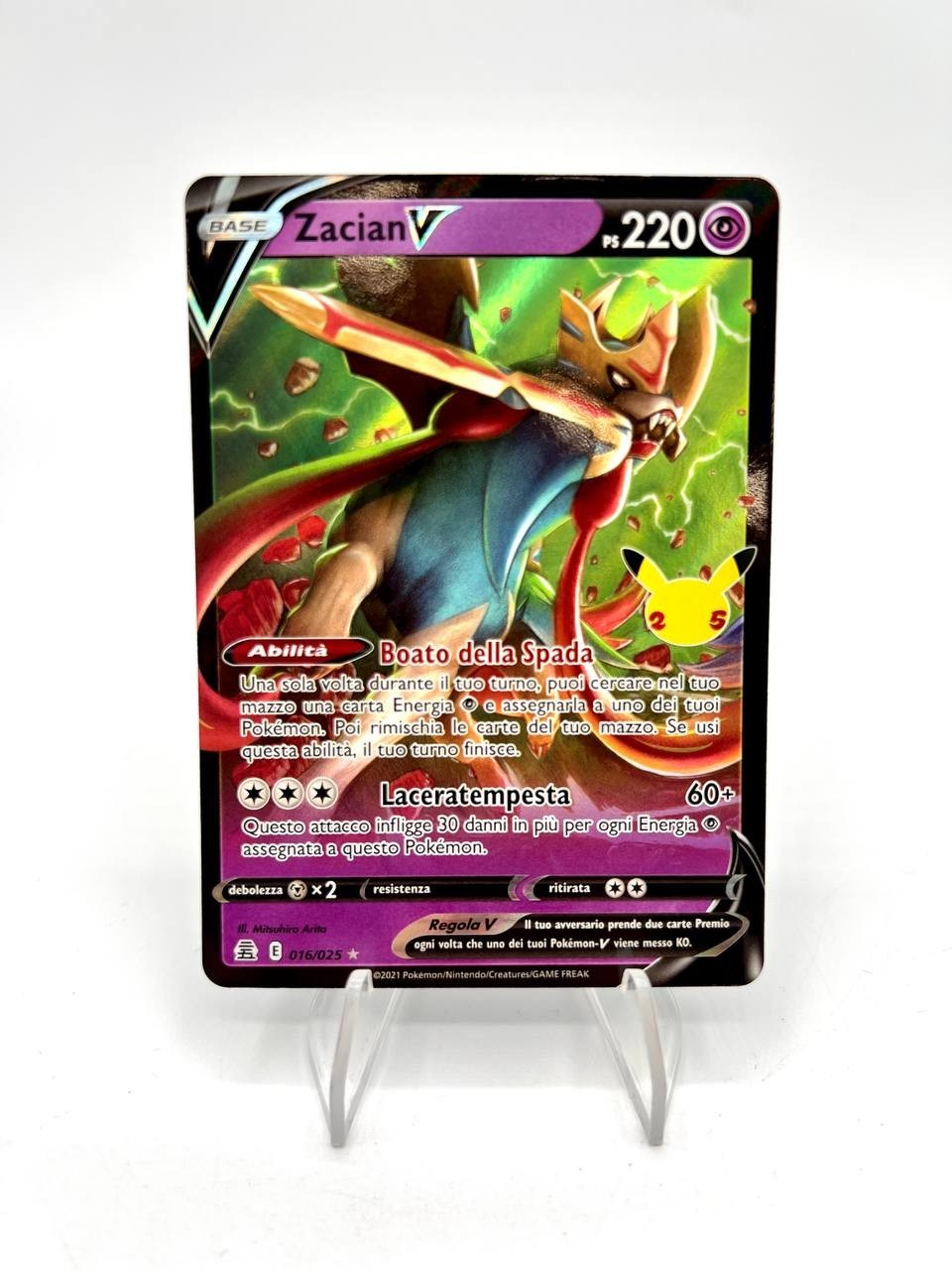 carta Pokemon Zacian V E 016/025 Set 25th Gran festa Italiano Holo Near mint
