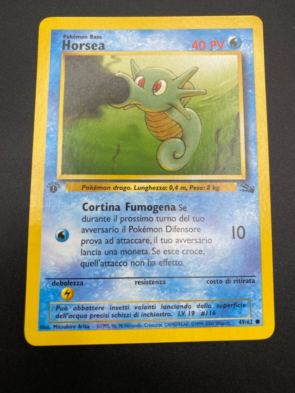 Carta pokemon Horsea 49/62 Fossil FO 1a Edizione Vintage No holo Excellent ITA