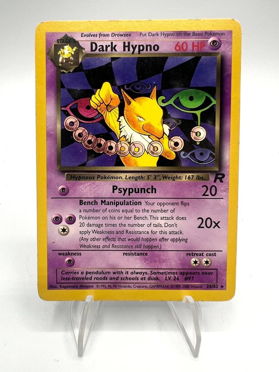 Carta pokemon Dark Hypno 26/82 set Team Rocket Vintage Good No holo Inglese