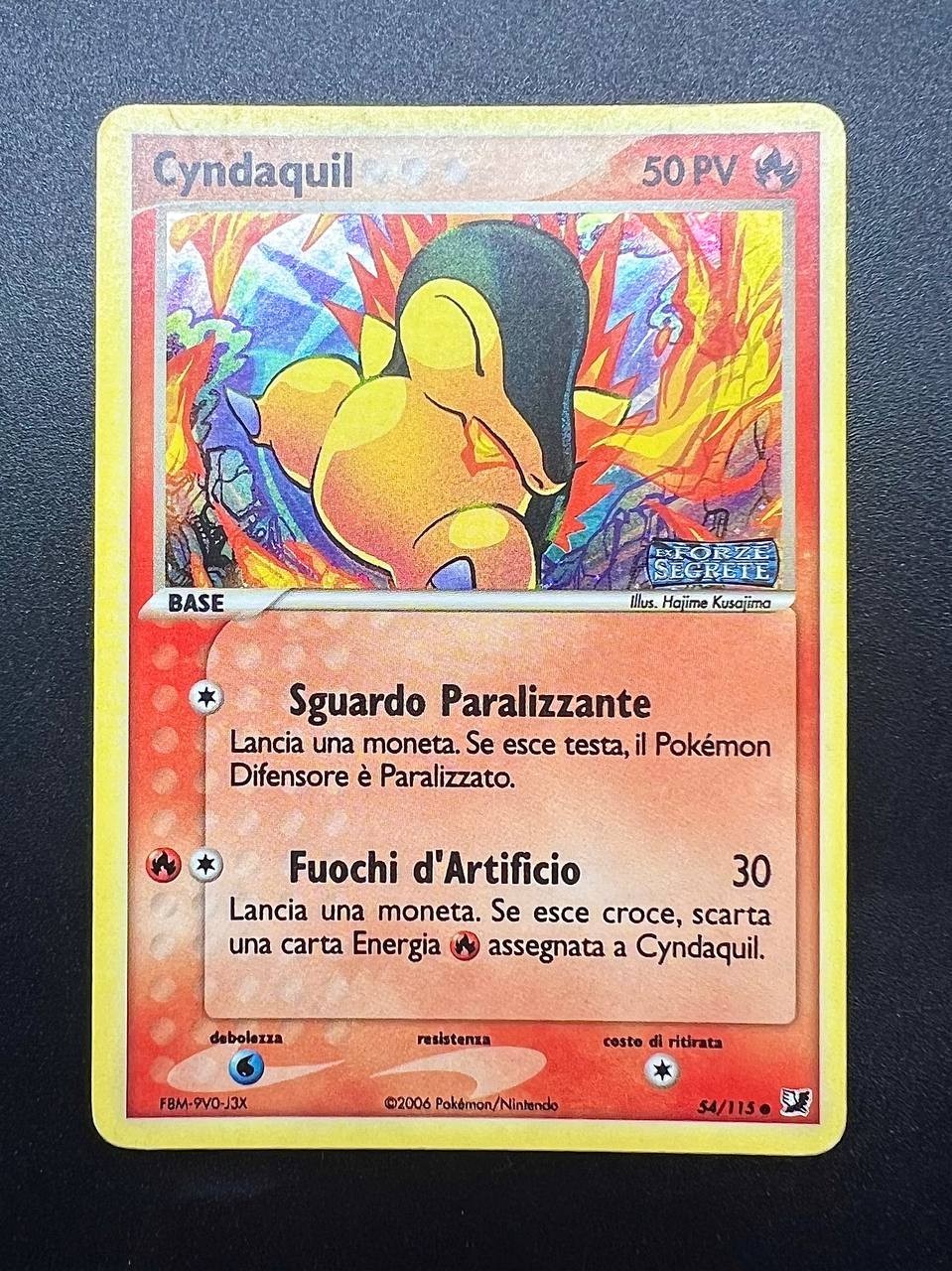 Carta Pokemon Cyndaquil 54/115 UF EX Forze segrete Stamped Italiano Holo Played