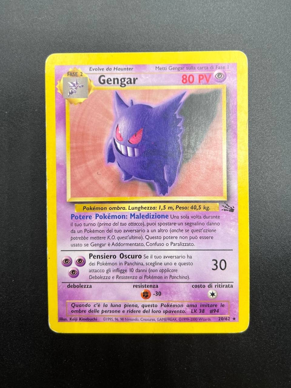 Carta Pokémon Gengar set Fossil FO 20/62 Italiano Vintage Played No holo