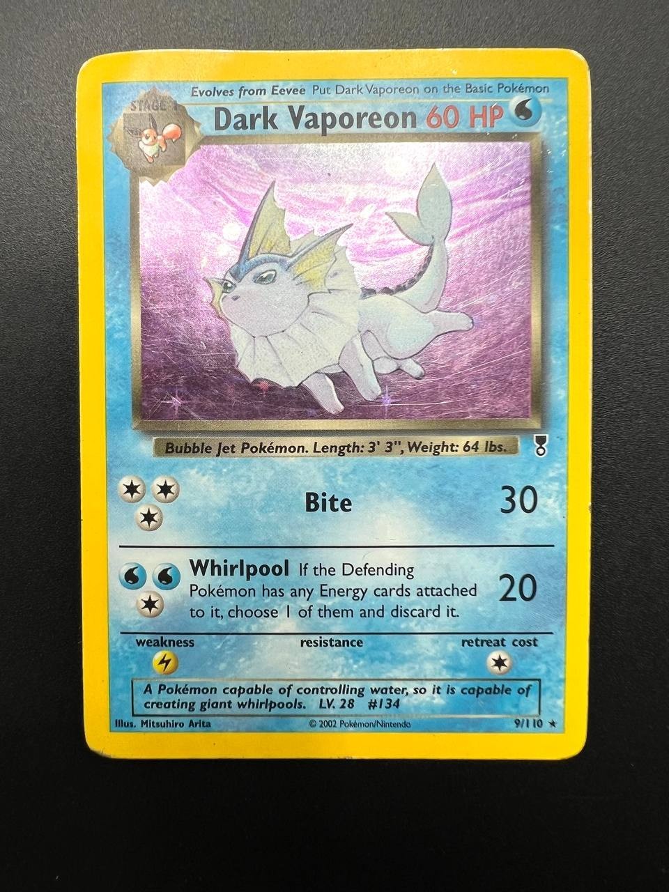 Carta pokemon Dark Vaporeon 9/110 Legendary Collection Holo ENG poor Vintage