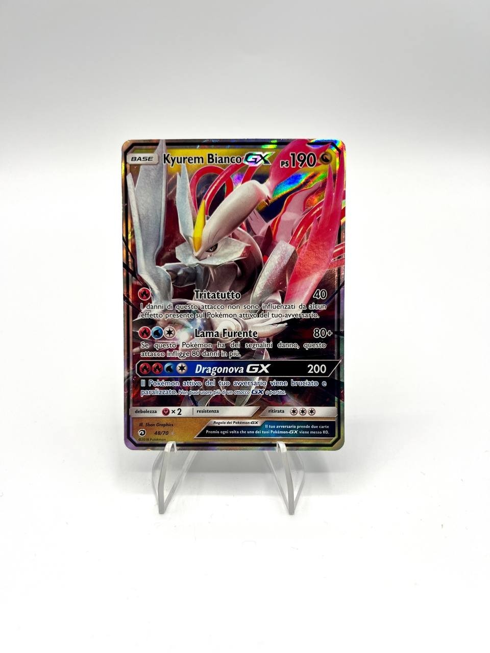 Carta Pokemon Kyurem Bianco gx 48/70 set Trionfo dei draghi Holo NM Italiano