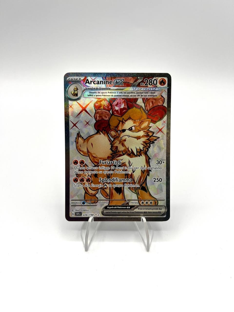 Carta Pokemon Arcanine EX Teracristal 224/198 Shiny set Scarlatto e Violetto ITA