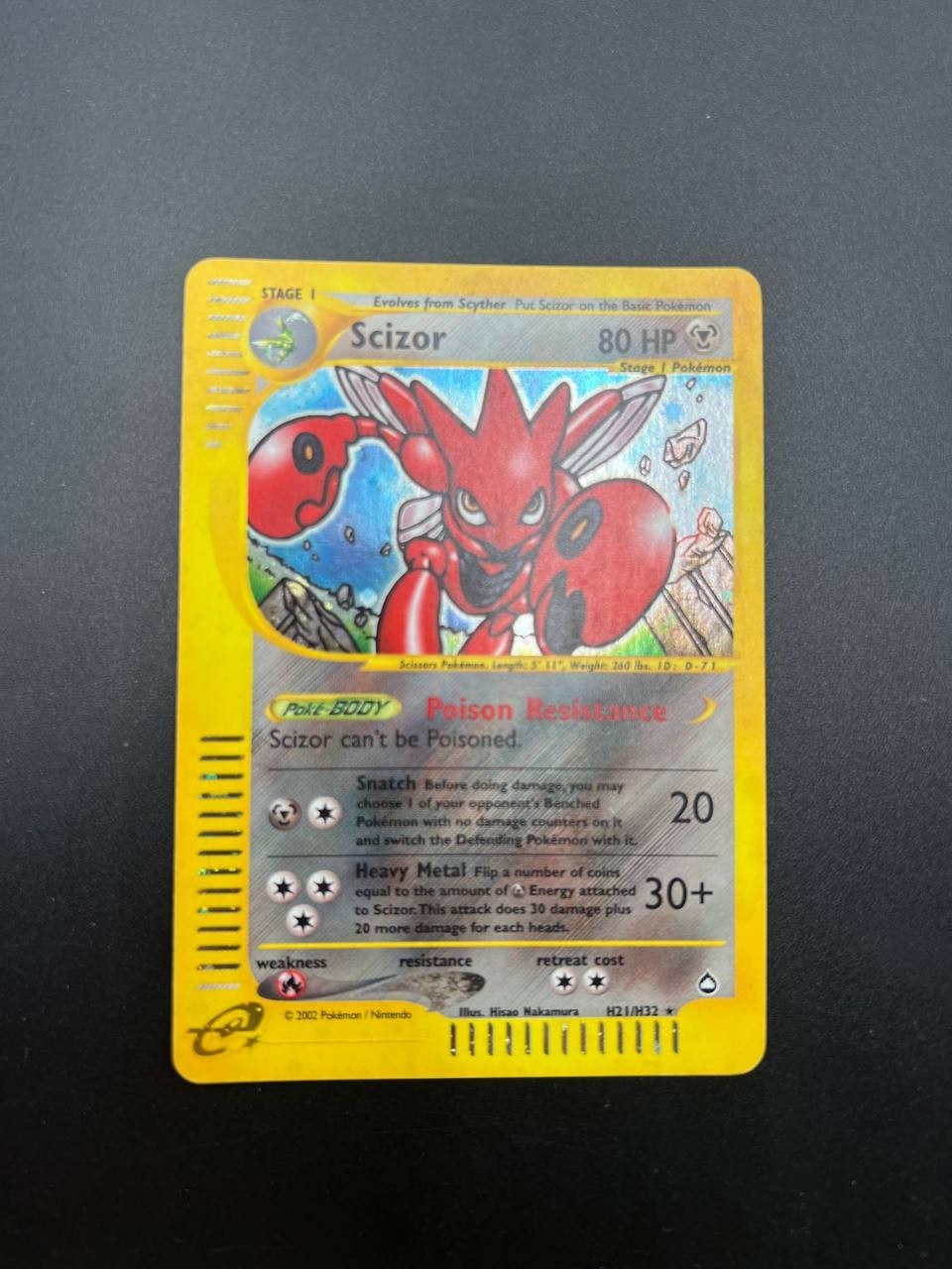 Carta pokemon Scizor H21\H32 set Aquapolis Holo Vintage Excellent Inglese